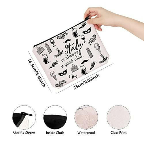 Italy Travel Gift Italy Is Always A Good Idea Bag Gift For Italy Traveller Zipper Pouch Makeup Bag (Italy) - The European Gift Store