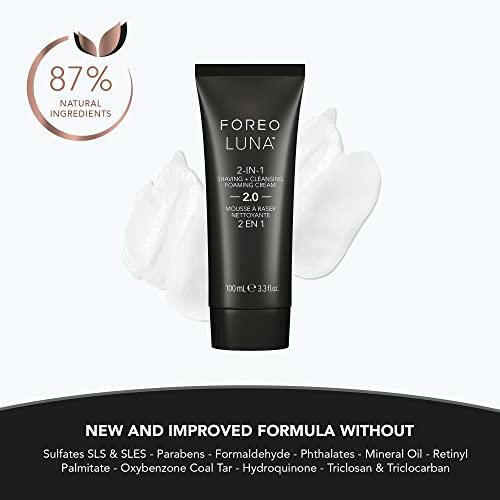 FOREO LUNA 2-in-1 Shaving Cream + Cleansing Foaming Cream - Pore Minimizer - Face Wash - Vitamin E - Clean Skin & Shaving Comfort - Vegan - No Razor Burn - All Skin Types - 3.3 fl.oz - The European Gift Store