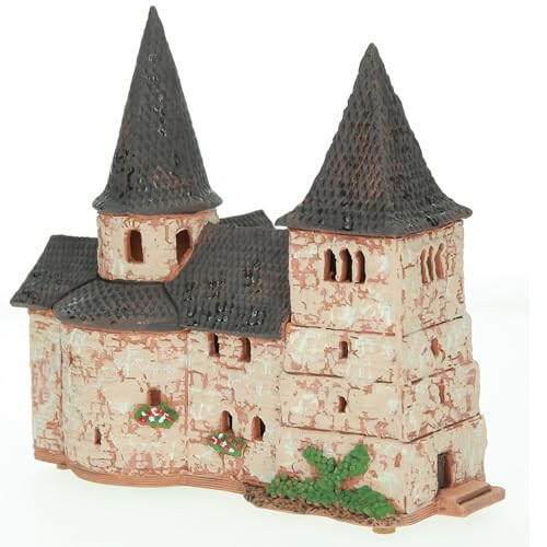 Midene Ceramic Christmas Village Houses Collection - Collectible Handmade Miniature of Light House St Michael Church in Fulda, Germany - Tea Light Candle Holder B297N* | The European Gift Store.