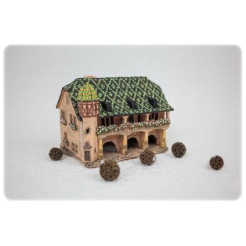 Midene Ceramic Christmas Village Houses Collection - Collectible Handmade Miniature of Historic House Zollhaus in Colmar, Alsace, France - Tea Light Candle Holder, Essential Oil Burner C373AR* | The European Gift Store.