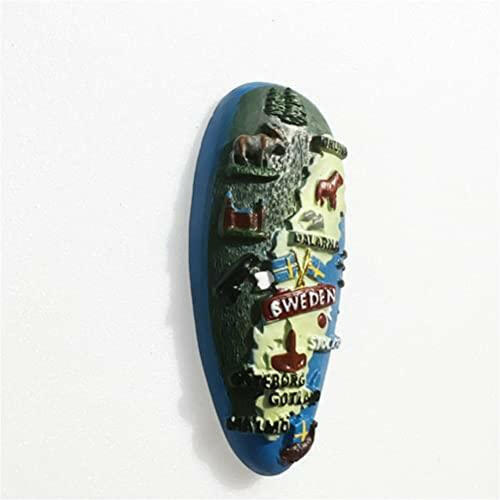Map Style Sweden Refrigerator Magnet Travel Souvenir Fridge Decoration 3D Magnetic Sticker Hand Painted Craft Collection - The European Gift Store