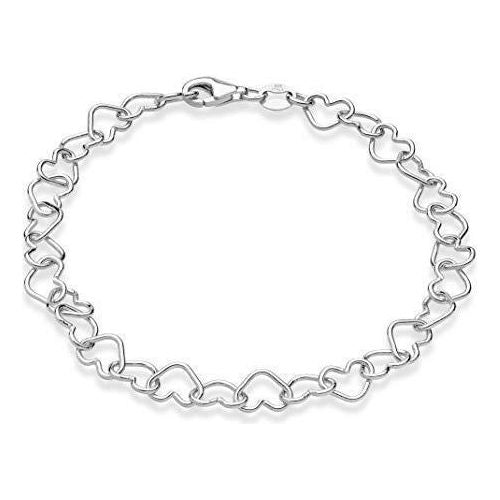 Miabella Sterling Silver Italian 5mm Rolo Heart Link Chain Bracelet for Women Teen Girls, Made in Italy (Length 7.5 Inches) - The European Gift Store