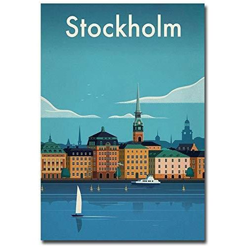 Stockholm Travel Vintage Art Refrigerator Magnet Size 2.5" x 3.5" - The European Gift Store