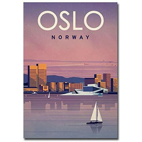 Oslo Norway Travel Vintage Art Refrigerator Magnet Size 2.5" x 3.5" - The European Gift Store
