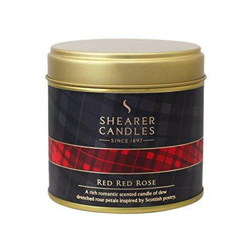 Shearer Candles Red Red Rose Large Scented Tartan Tin Candle - The European Gift Store
