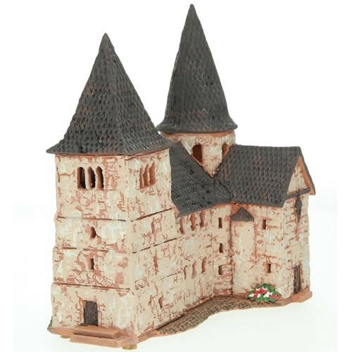 Midene Ceramic Christmas Village Houses Collection - Collectible Handmade Miniature of Light House St Michael Church in Fulda, Germany - Tea Light Candle Holder B297N*