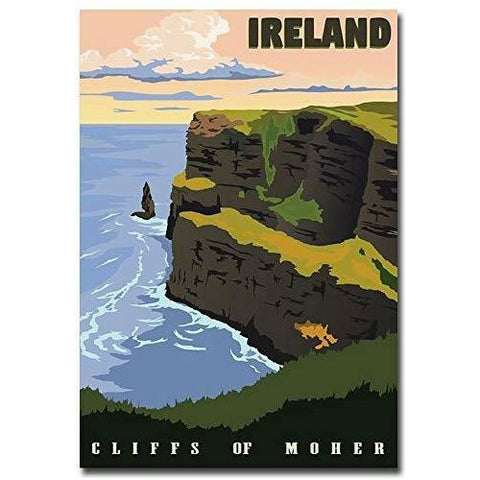 Cliffs of Moher Ireland Vintage Travel Art Refrigerator Magnet Size 2.5" x 3.5"