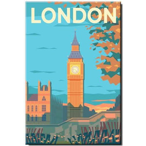 London Fridge Magnet England Vintage Poster Big Ben Tower