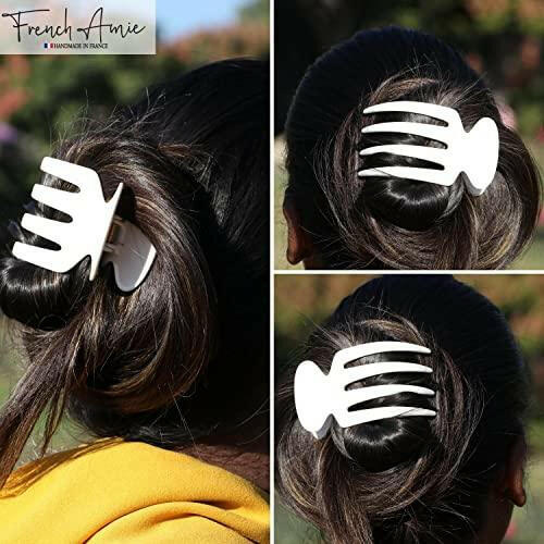 French Amie Paw 2 3/4" Cellulose Handmade French Hair Clips for Women Hair Side Clips Girls Hair Claw Clips Yoga Jaw Fashion Durable Styling Hair Accessories for Women Brill Beak Alligator Strong Hold No Slip Grip, Made in France (Solid Ivory) - The European Gift Store