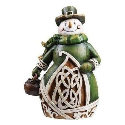 Celtic Charm Carved Woodcut-Style Irish Snowman Christmas Figure - The European Gift Store