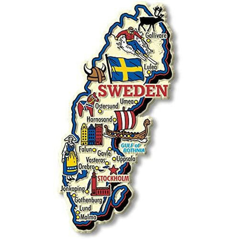 Sweden Jumbo Country Map Magnet by Classic Magnets, Collectible Souvenir