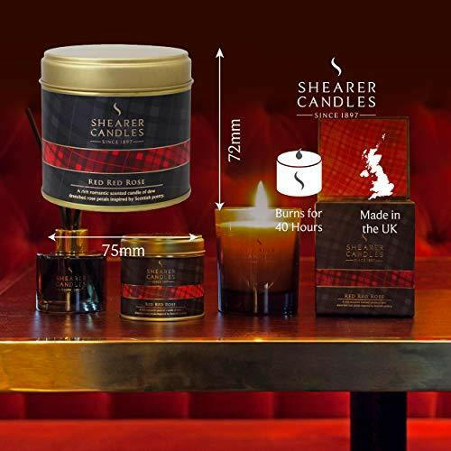 Shearer Candles Red Red Rose Large Scented Tartan Tin Candle