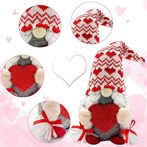Valentines Day Decor 2pcs Valentine Gnomes Plush Valentines Day Decoration Valentines Home Table Decor Scandinavian Tomte Elf Gnomes Ornaments Sweet Valentines Day Gifts for Him Her - The European Gift Store