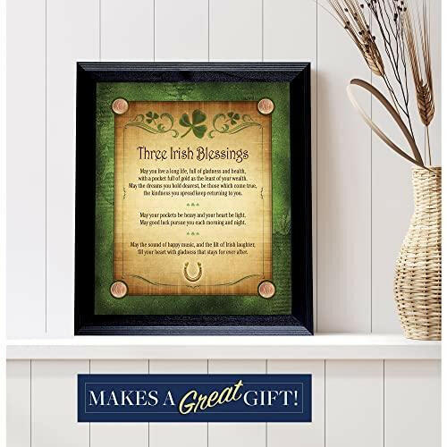 Three Irish Blessings with 4 Lucky Irish Pennies Wall Frame - The European Gift Store