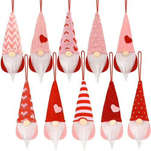 Valentines Day Decor, 10 Pcs Valentines Day Gnomes Ornaments Decorations,Valentine Tree Hanging Gnomes Decoration Valentine Home Decor,Valentines Day Gift - The European Gift Store