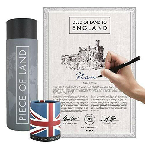 Real Piece of Land - England (UK) | Unusual Gift for Family and Friends | Personalized English Land Owner's Certificate