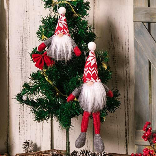 Handmade Swedish Gnome, Scandinavian Tomte, Yule Santa Nisse, Nordic Figurine, Plush Elf Toy, Winter Christmas Tree Ornament Decorations, Home Decor, Holiday Presents - Red Tartan&Snowflake, 4 Pcs - The European Gift Store