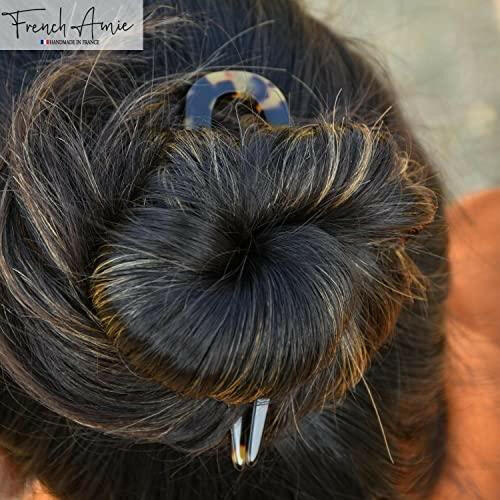 French Amie Slick Tokyo Large 4 1/2" Handmade Cellulose Acetate No Slip Grip Metal Free Chignon U Hair Pin Stick for Women and Girls, Made in France (Tokyo)