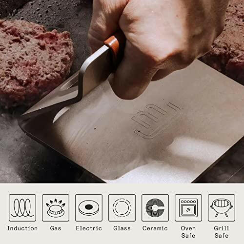 Carbon Steel Griddle + Grill Press - (Like Cast Iron, but Better) - Professional Cookware - Made in Sweden - Induction Compatible - The European Gift Store