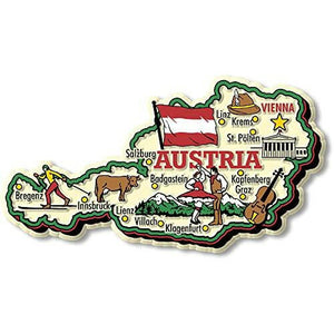 Austria Jumbo Country Map Magnet by Classic Magnets, Collectible Souvenirs - The European Gift Store