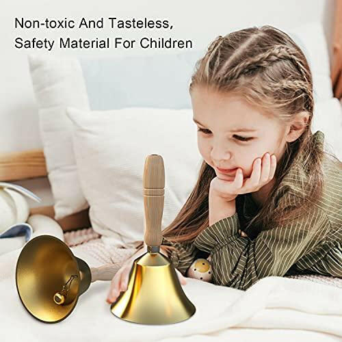Hand Bell - Hand Call Bell with Brass Solid Wood Handle,Very Loud Handbell，3.15 Inch Large Hand Bell ，Hand Bells for Kids and Adults, Used for Weddings, School Classroom，Service and Game - The European Gift Store