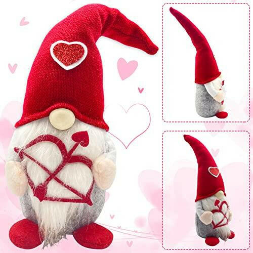 Valentines Day Decor 2pcs Valentine Gnomes Plush Valentines Day Decoration Valentines Home Table Decor Scandinavian Tomte Elf Gnomes Ornaments Sweet Valentines Day Gifts for Him Her - The European Gift Store