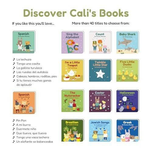 Cali's Books Spanish Nursery Rhymes | Bilingual Baby Books in Spanish with English Translation | Learn Spanish for Kids, Spanish Books for Toddlers 1-3 | 6 Canciones Infantiles en Español - The European Gift Store