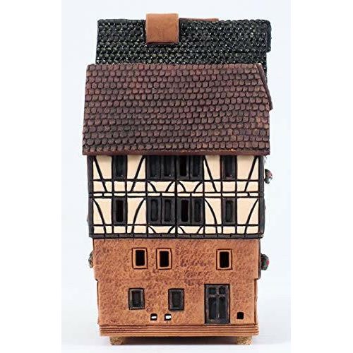 Midene Ceramic Christmas Village Houses Collection - Collectible Handmade Miniature of House in Eastside of Romer in Frankfurt, Germany - Tea Light Candle Holder S16-3