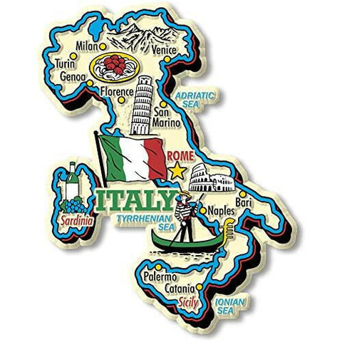 Italy Jumbo Country Map Magnet by Classic Magnets, Collectible Souvenirs - The European Gift Store