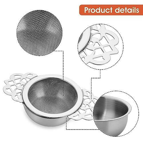Fine Mesh Tea Strainers with Drip Bowls for Loose Tea Small Stainless Steel - The European Gift Store