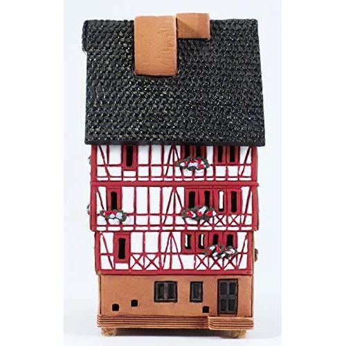 Midene Ceramic Christmas Village Houses Collection - Collectible Handmade Miniature of House in Eastside of Romer in Frankfurt, Germany - Tea Light Candle Holder S16-3 | The European Gift Store.