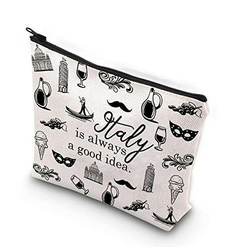 Italy Travel Gift Italy Is Always A Good Idea Bag Gift For Italy Traveller Zipper Pouch Makeup Bag (Italy)