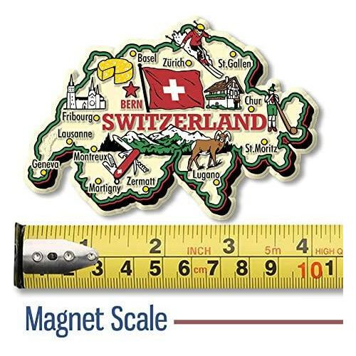 Switzerland Jumbo Country Map Magnet by Classic Magnets, Collectible Souvenirs - The European Gift Store