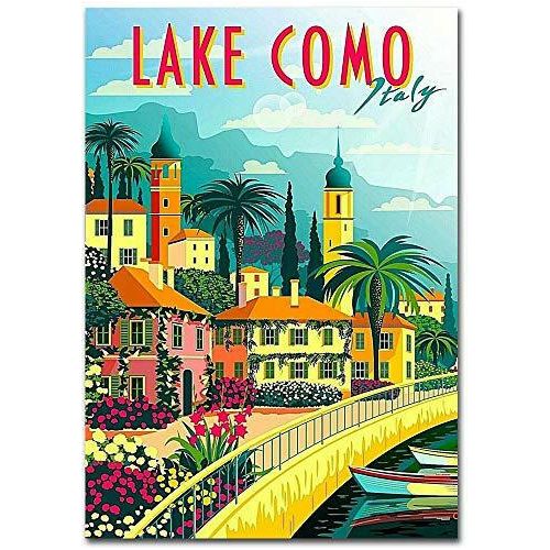 Lake Como Italy Vintage Travel Art Refrigerator Magnet Size 2.5" x 3.5"