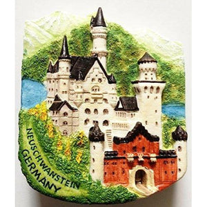 WitnyStore Tiny Neuschwanstein Castle in Southern Bavaria Germany Central Europe Tourist Attractions Resin Refrigerator Magnet Traveler Souvenir Gift Memento 3D Fridge Magnets - The European Gift Store