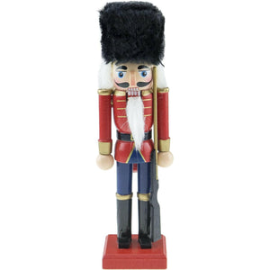 British Soldier 8 Inch Traditional Wooden Nutcracker, Festive Christmas Décor for Shelves and Tables - The European Gift Store
