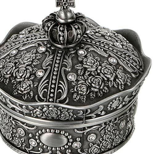 Hipiwe Vintage Jewelry Box, Antique Crown Design Trinket Treasure Chest Storage Organizer,Metal Earrings/Necklace/Ring Holder Case, Keepsake Giftb Box for Girls Women (Small) - The European Gift Store