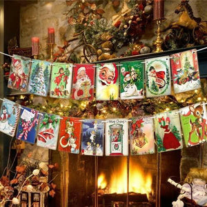 Vintage Christmas Banner Christmas Decorations Vintage Style Bunting - The European Gift Store