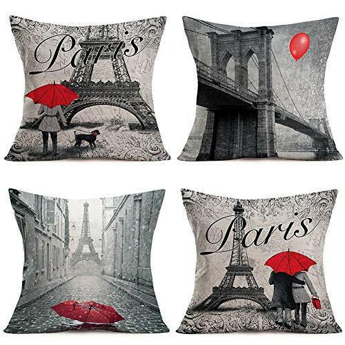 Romantic Europe London Paris Valentine's Throw Pillow Covers 18"x18" (London-Paris, 4 pieces)) - The European Gift Store
