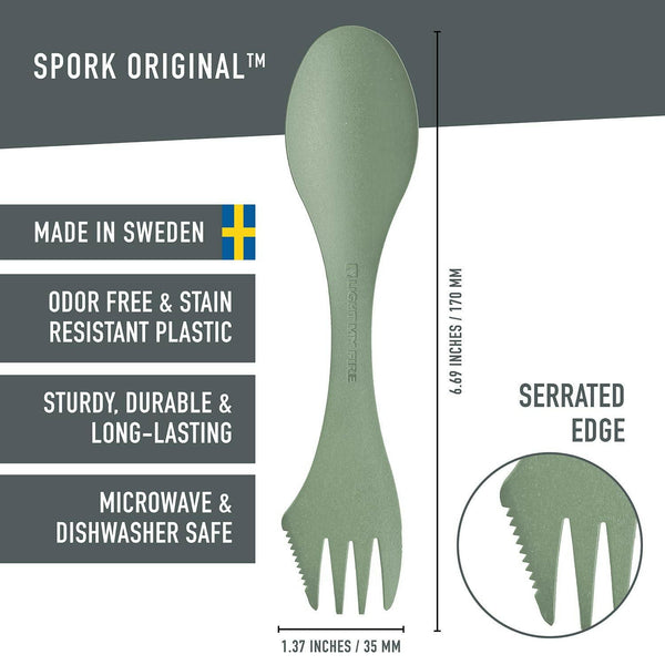 Light My Fire Spork Original — 3-in-1 Camping Spoon Fork Knife Combo — Reusable Travel & Camping Utensils — Lunch Spork — Outdoor Backpacking Hiking Picnic Utensil BPA Free — 4-Pack Nature - The European Gift Store