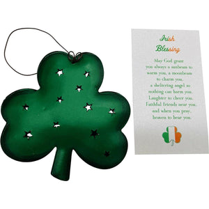 Shamrock Ornament Hanging Tin Metal Irish Blessing Decoration Set with Story Card Pack for Saint Patricks Day or Christmas - The European Gift Store