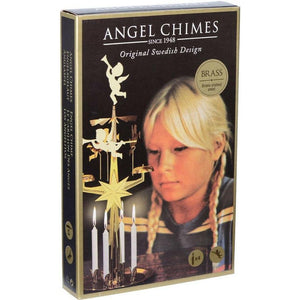 Angel Chimes The Original & Traditional Decorative Swedish Candle for Christmas, Brass - Chimes Carousel, Authentic, Scandinavian, Decoration & Ornament for Home and Kitchen (+4 Candles) - The European Gift Store