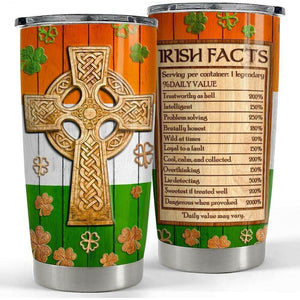 Irish Tumbler 20oz Celtic Cross Irish Fact Stainless Steel Tumbler with Lid Gifts for Women Birthday Christmas - The European Gift Store