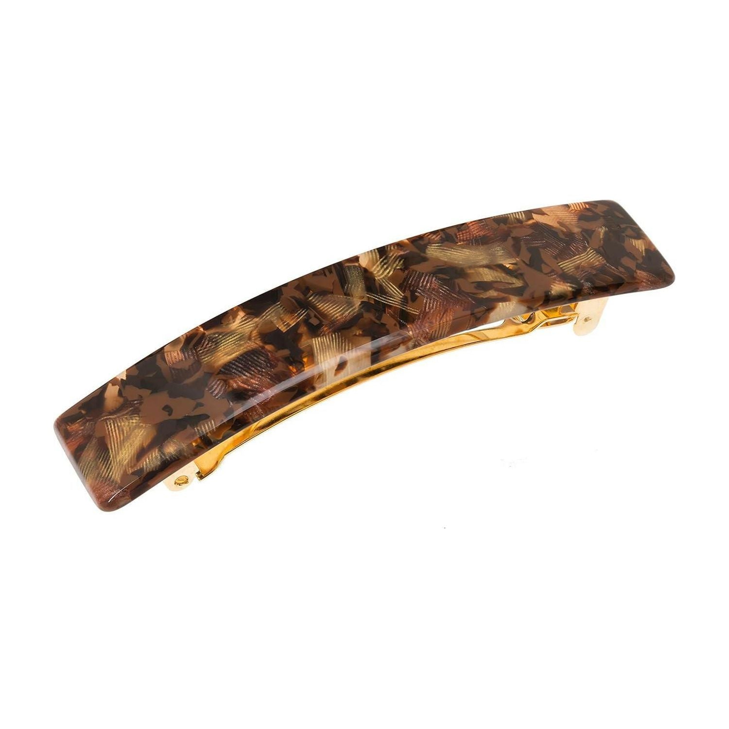 France Luxe Classic Rectangle Barrette - Pavlova Brown - The European Gift Store