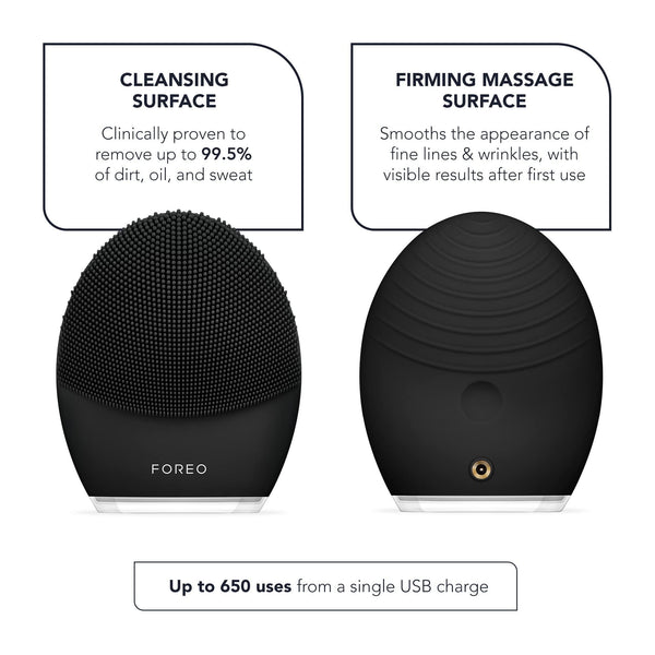 FOREO Luna 3 Men Silicone Facial Cleansing & Firming Massage Brush for Skin and Beard, Shave Prep, Ultra-Hygienic,16 Intensities, 650 uses/USB Charge, App-Connected, Waterproof, 2-Year Warranty - The European Gift Store