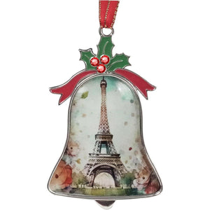 Vintage Paris Eiffel Tower on Christmas Bell Ornament Pendant Decoration Metal Hanging Christmas Ornaments for Home Decoration Holidays Decor - The European Gift Store