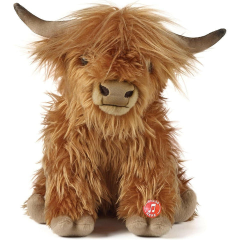 Living Nature Highland Cow Brown Stuffed Animal | Farm Toy with Sound | Soft Toy Gift for Kids | Naturli Eco-Friendly Plush | 9 Inches - The European Gift Store