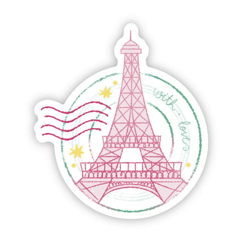 With Love Eiffel Tower Stamp Sticker - The European Gift Store